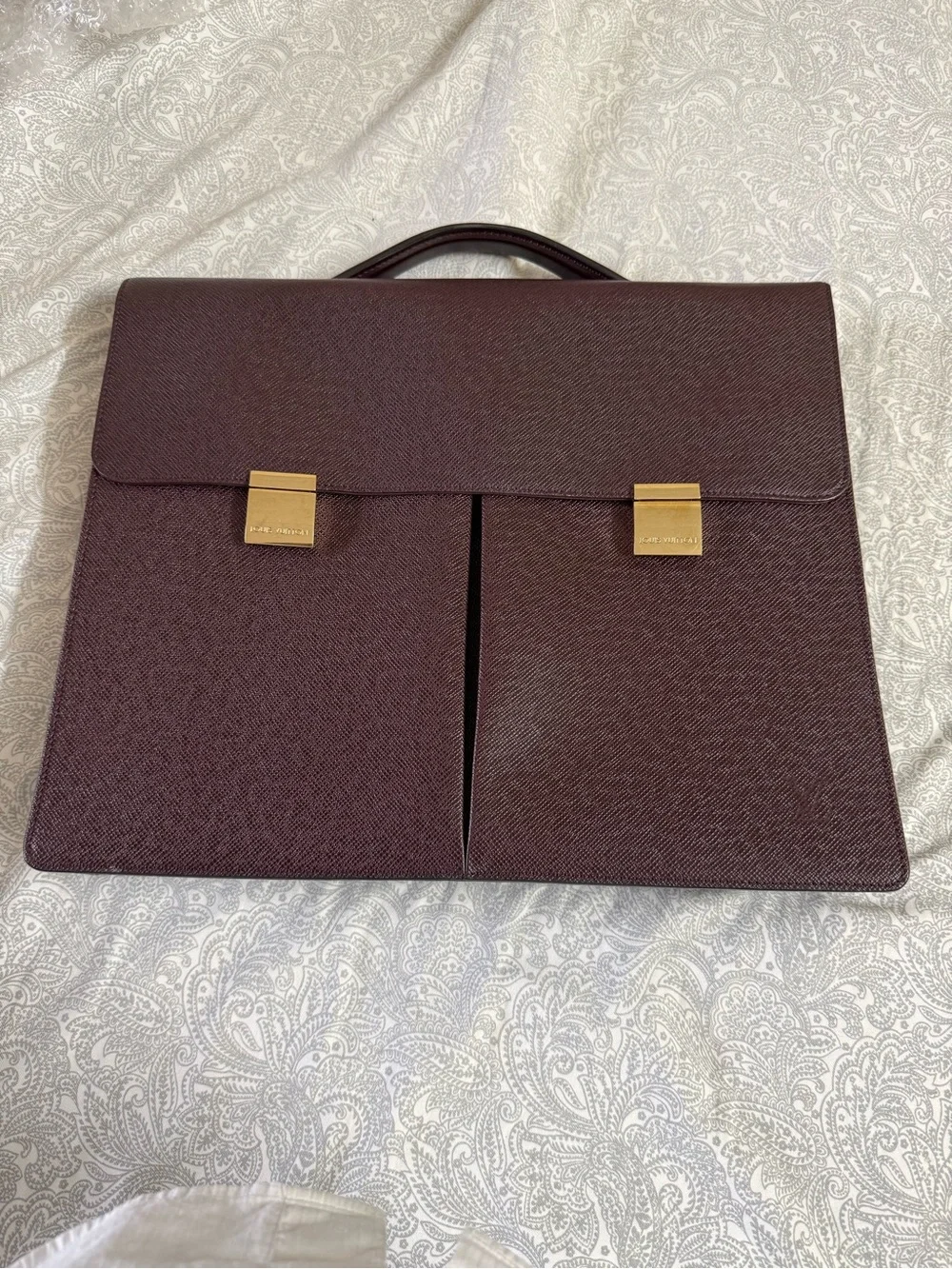 Men's Professional Briefcase in Burgundy with Gold Hardware